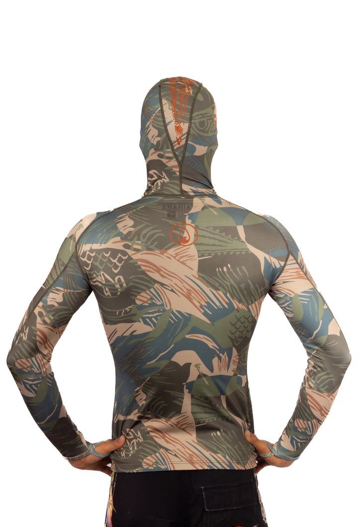 Hawaiian Brushstroke Hooded Spearfishing Rashguard