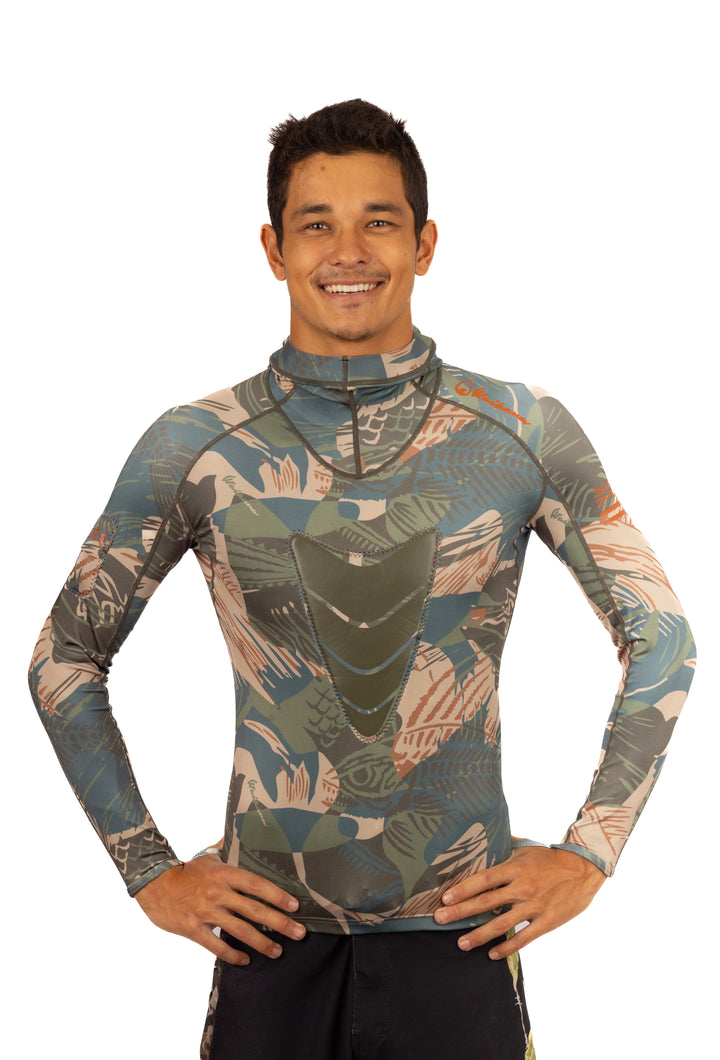 Hawaiian Brushstroke Hooded Spearfishing Rashguard